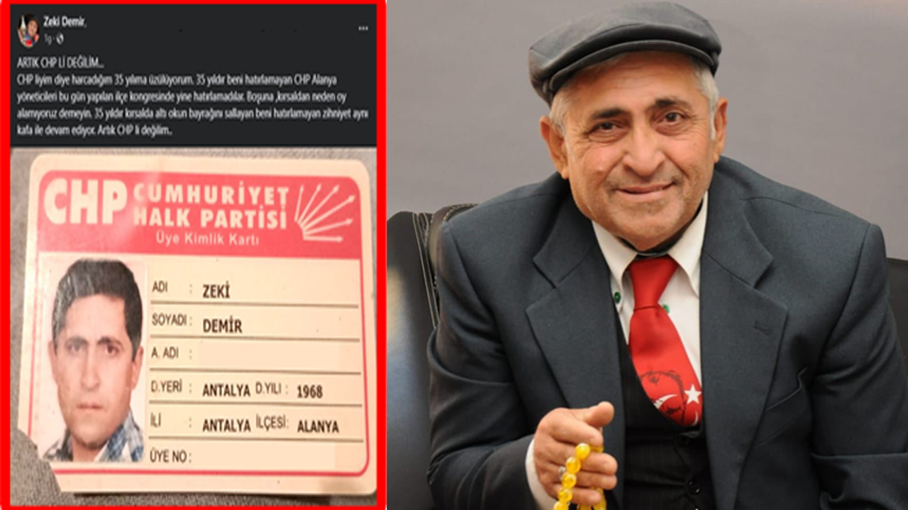 Alanya CHP’ye Gazeteci Zeki Demir’den sitem: Artık CHP’li Değilim