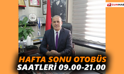 Hafta sonu otobüs saatleri 09.00-21.00