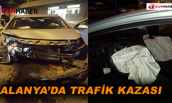 Alanya'da trafik kazası,polis ölümden döndü