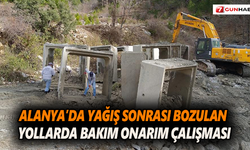 Alanya’da yağış sonrası bozulan yollarda bakım onarım çalışması