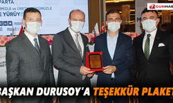 Başkan Durusoy’a teşekkür  plaketi