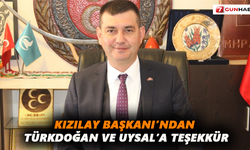 Kızılay Başkanı’ndan Türkdoğan ve Uysal’a teşekkür