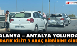 Alanya – Antalya yolunda trafik kilit! 3 araç birbirine girdi