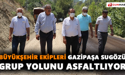 Büyükşehir ekipleri Gazipaşa Sugözü grup yolunu asfaltlıyor