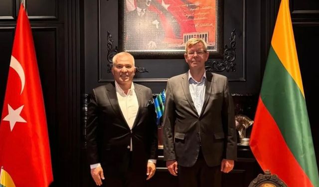 Litvanya Büyükelçisi Marius Janukonis'ten Mehmet Şahin'e Ofisinde Anlamlı Ziyaret